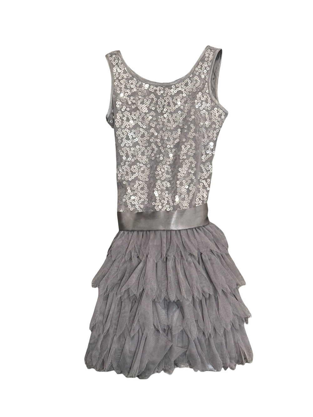 EUC Biscotti Silver Sequin Tulle Girls' Size 6X Dress